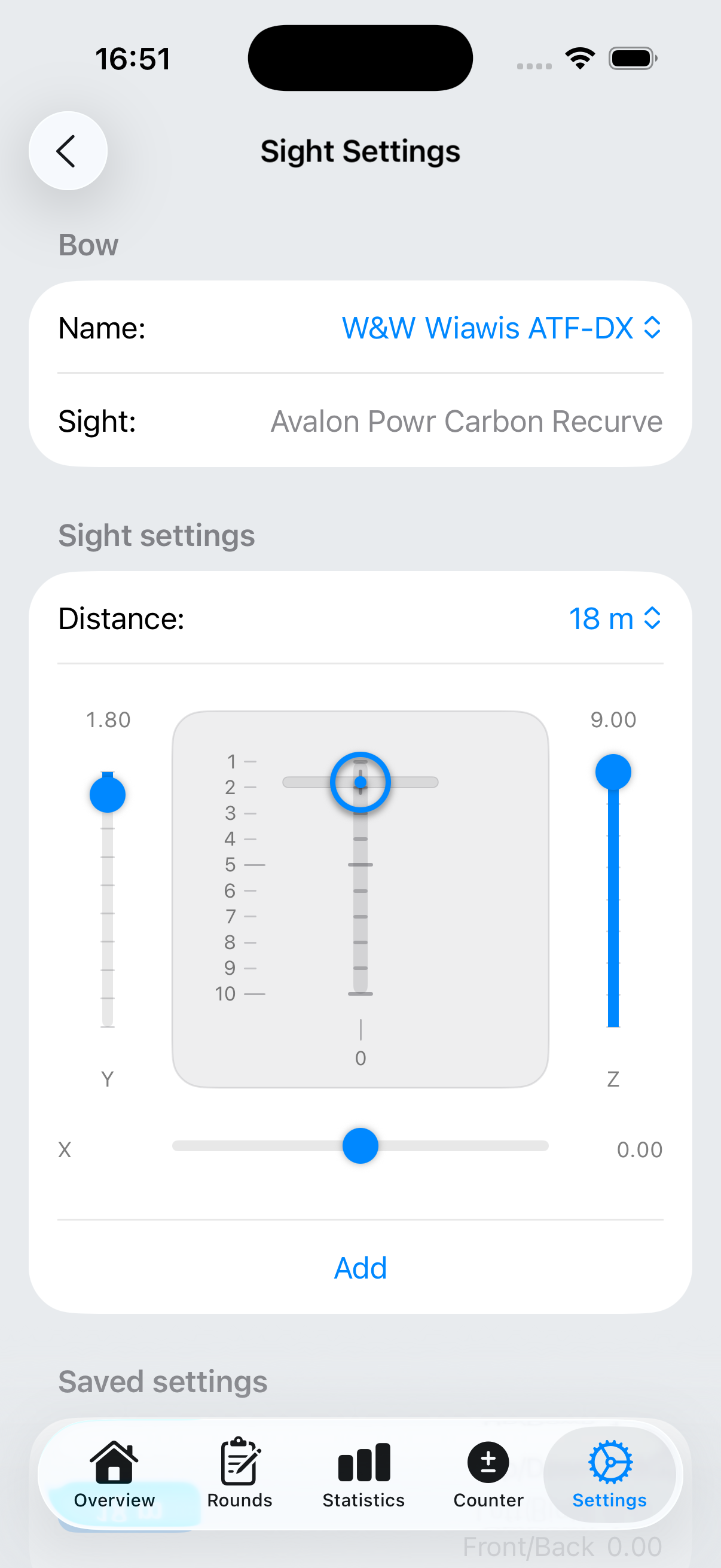 ArrowNotes Sight Settings