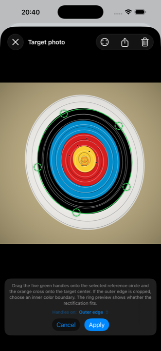 Calibration template on the target photo