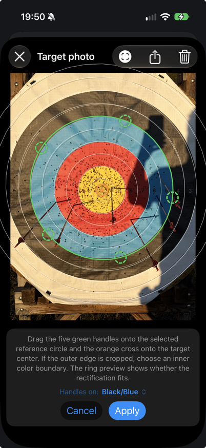 Calibration template on the target photo