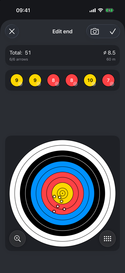 Recording an end on the target face